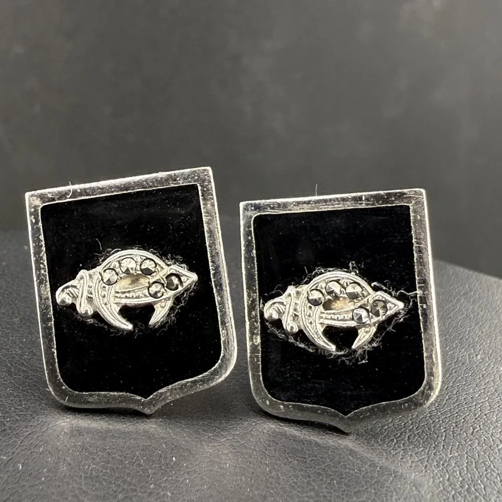 Vintage Masonic Cufflinks‎ Silver Tone